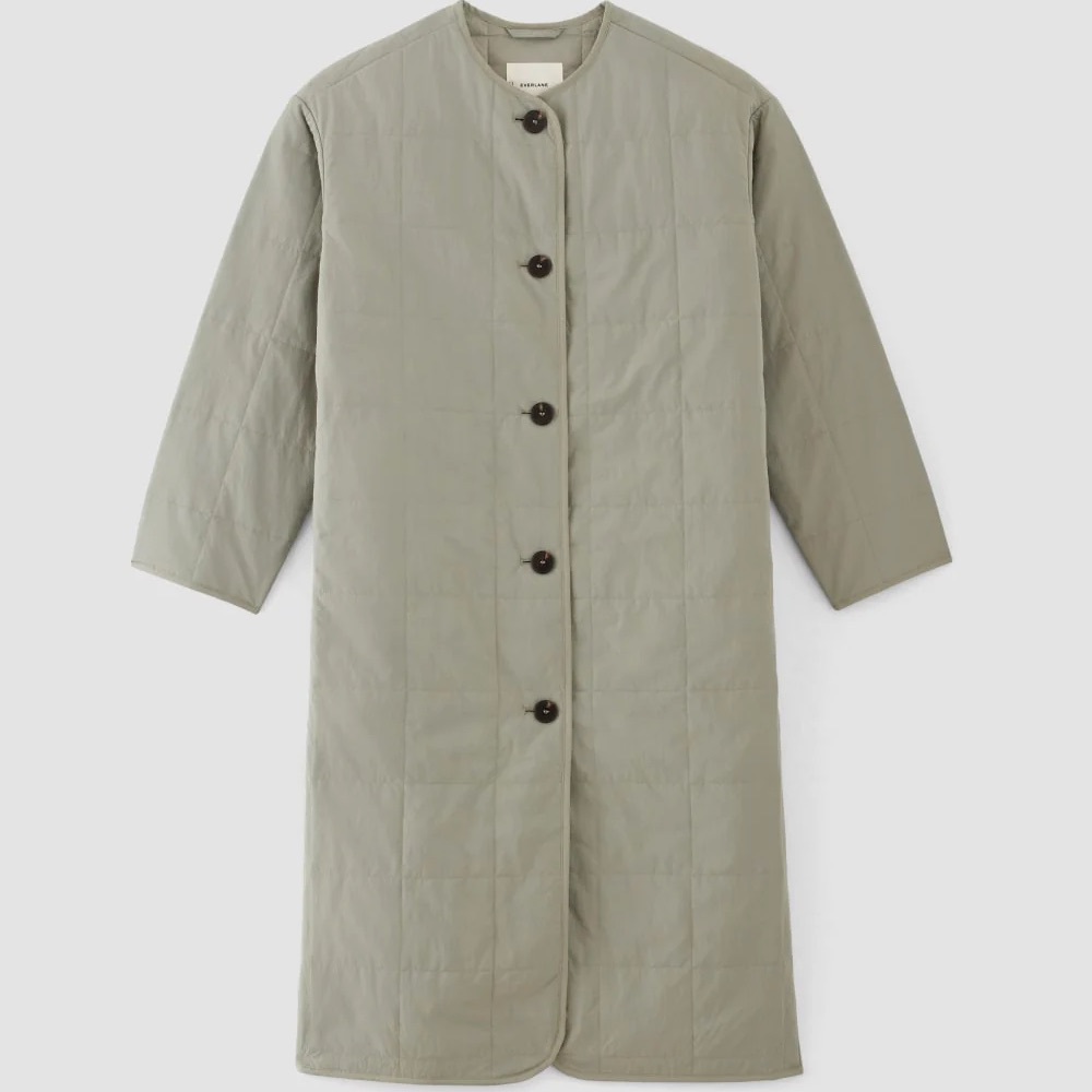 Everlane Renew Quilted Long Liner in Light Green